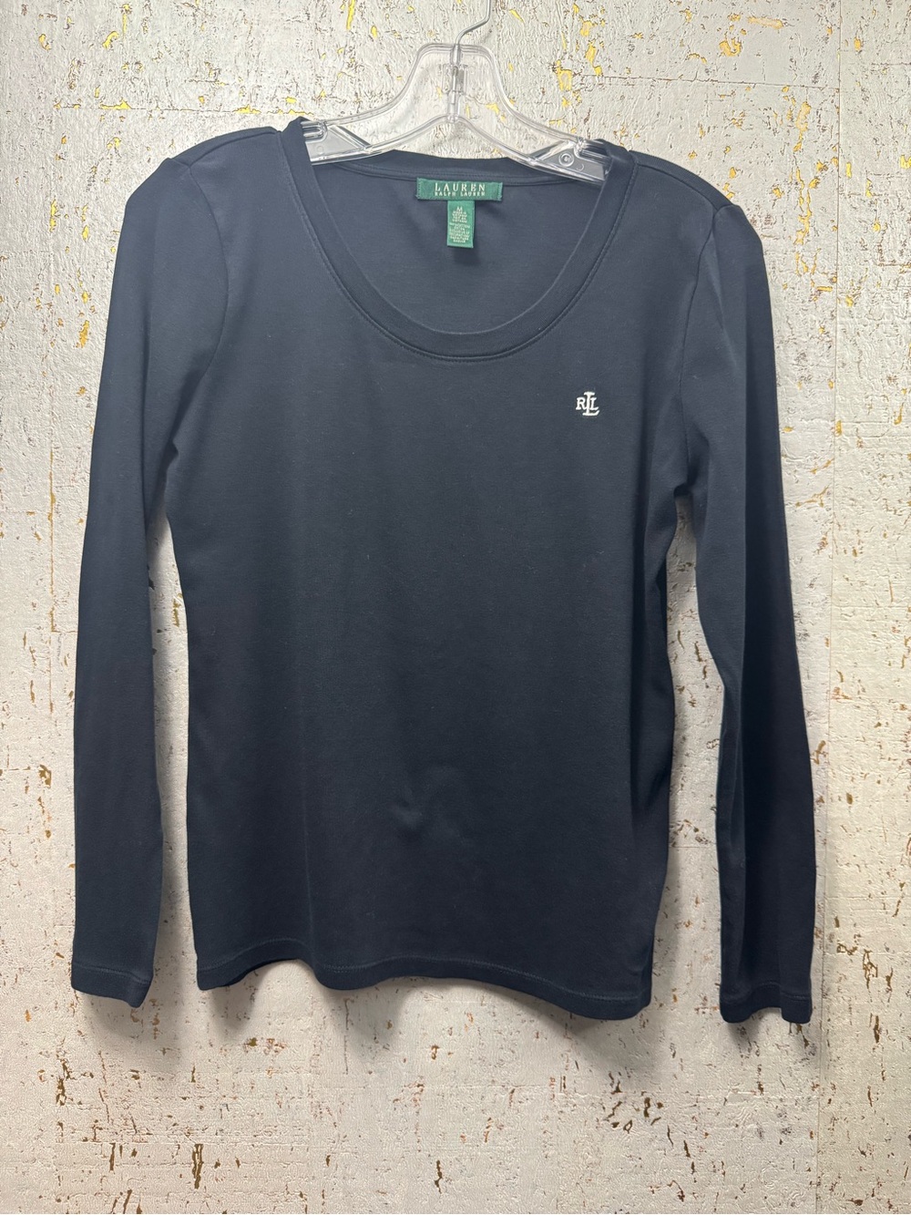 Ralph Lauren Black Long-Sleeve Scoop Neck Tee 100% Cotton